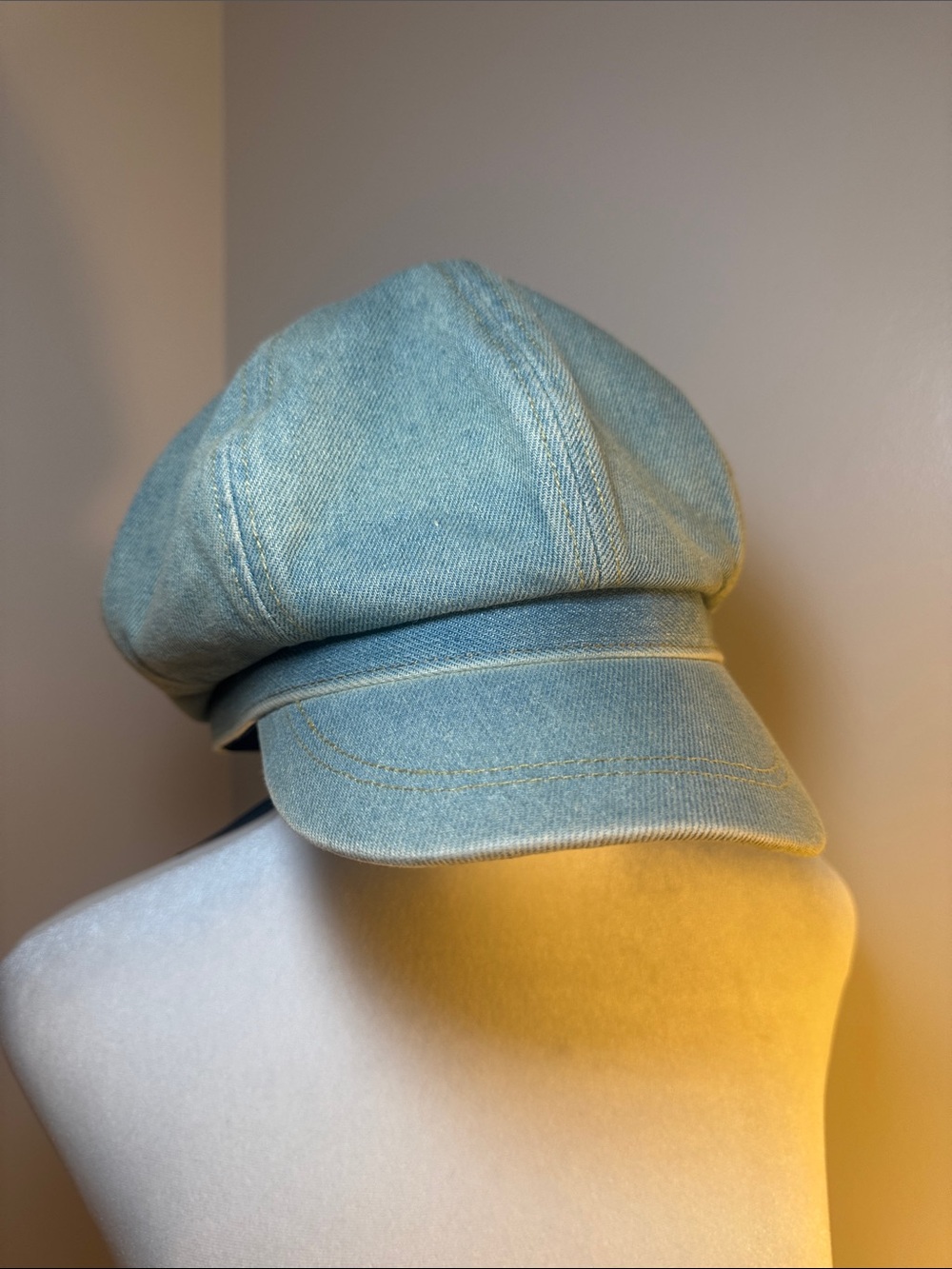 Light Blue Denim Newsboy Cap